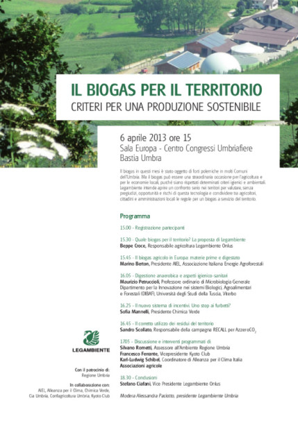 Il Biogas per il territorio @ Sala Europa - Centro Congressi Umbriafiere | Bastia | Umbria | Italia