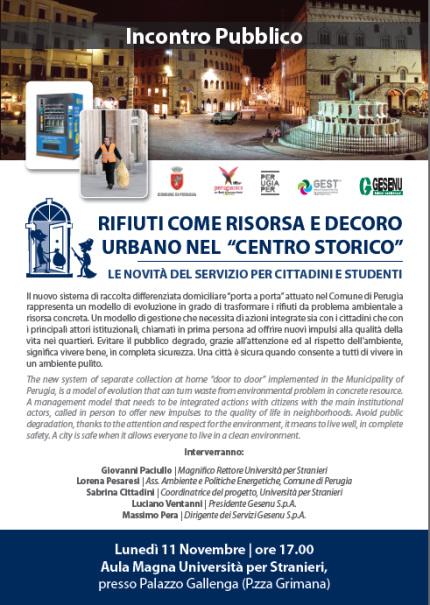 Rifiuti come risorsa e decoro urbano nel "centro storico" @ Aula Magna Universita` per Stranieri | Perugia | Umbria | Italia